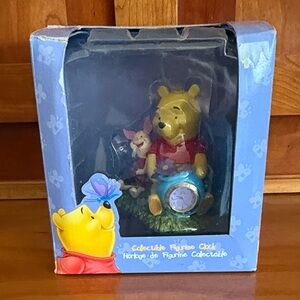 Disney Winnie the Pooh & Piglet Collectible Figurine Clock - Yellow, Pink, Blue